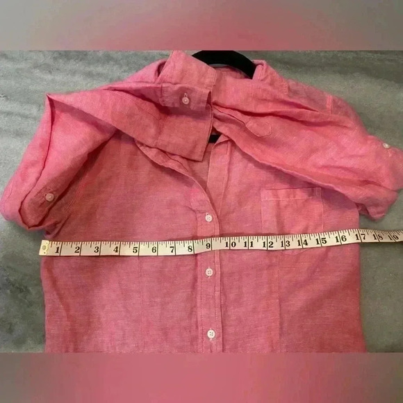 Banana Republic Linen Cotton Long Sleeve Roll Tab Button Down Pink Size Small - Picture 5 of 9